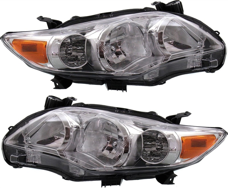 Headlight Pair/Set for 2011-2013 Toyota Corolla, Right (Passenger) and Left (Driver) Replacement