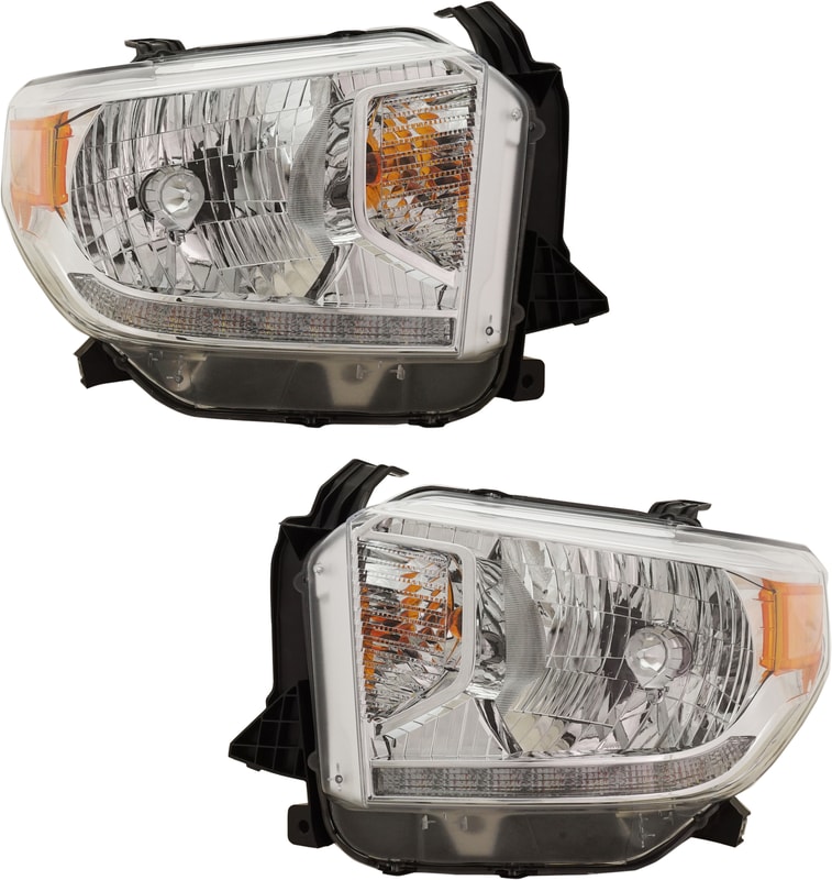 Headlight Assembly Pair/Set for Toyota Tundra 2014-2017, Right (Passenger) and Left (Driver), Halogen, 1794 Edition/Platinum Models Replacement 