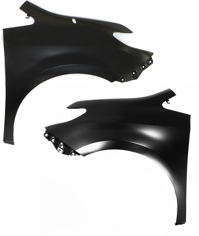 Front Fender Pair/Set for Toyota Sienna (2011-2014), Right (Passenger) and Left (Driver), Primed (Ready to Paint) with Antenna Hole - Replacement Part