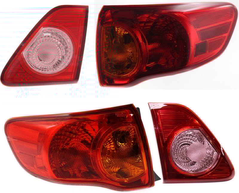 Tail Light Pair/Set for 2009-2010 Toyota Corolla, Includes Left (Driver) and Right (Passenger) Lights with Back Up Light, Pair/Set of 4, for North America Built Vehicle, Replacement