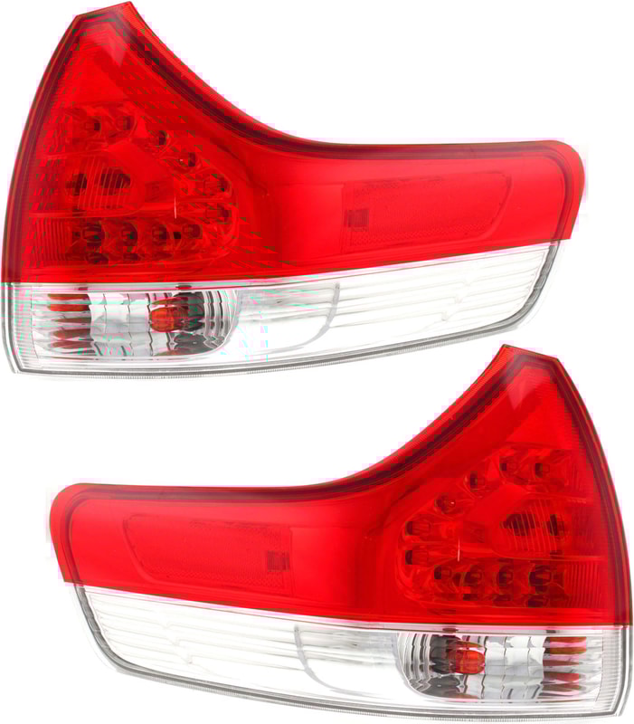Outer Tail Light Assembly for 2011-2014 Toyota Sienna, Right (Passenger) and Left (Driver) Side, Halogen, Pair/Set of 2 Replacement