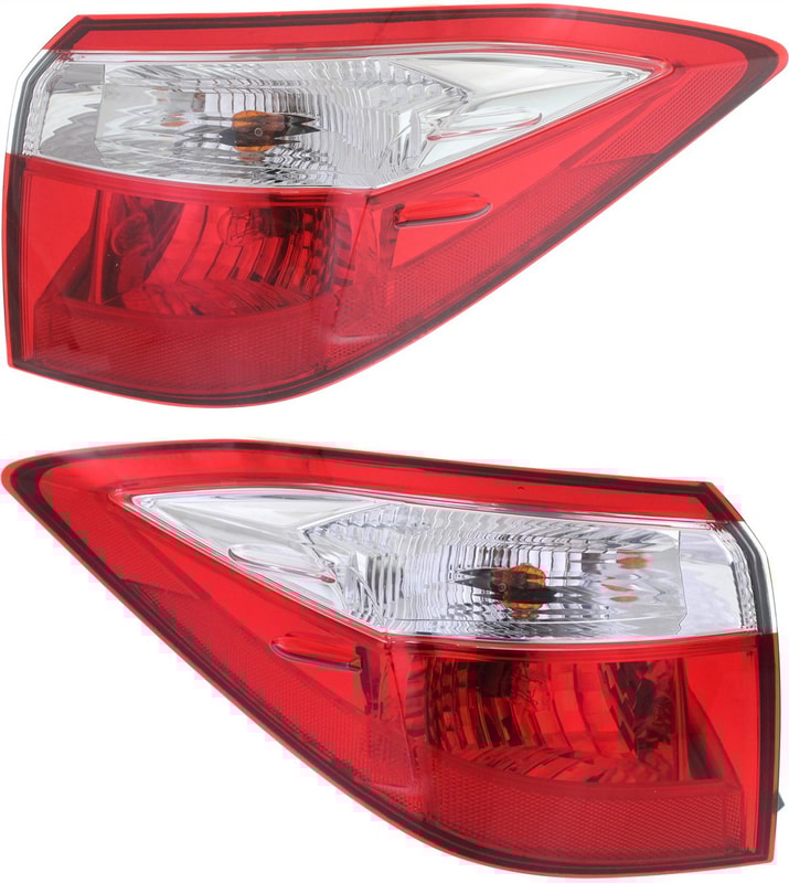 Tail Light Assembly Pair/Set for Toyota Corolla 2014-2016, Outer, Right (Passenger) and Left (Driver), Replacement