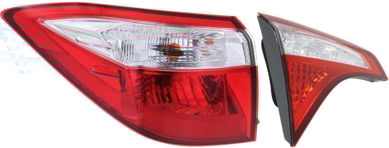 Tail Light Set for Toyota Corolla 2014-2016, Inner and Outer, Left (Driver) Side with Back Up Light, Replacement Set of 2