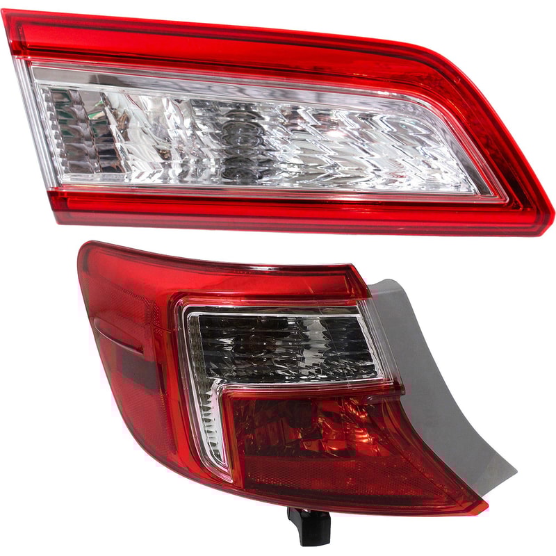 Inner and Outer Tail Light Set for 2012-2014 Toyota Camry, Left (Driver) Side Replacement