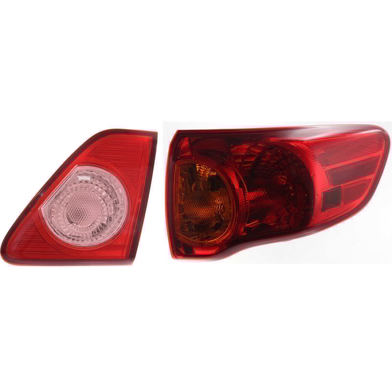 Tail Light Assembly for 2009-2010 Toyota Corolla, Right (Passenger) Outer Halogen Tail Light, Set of 2 Replacement