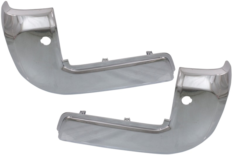 Rear Bumper End Cap Pair/Set for 2016-2023 Toyota Tacoma, Chrome, Right (Passenger) and Left (Driver), with Park Assist Sensor Holes, Excludes SR Model, Replacement
