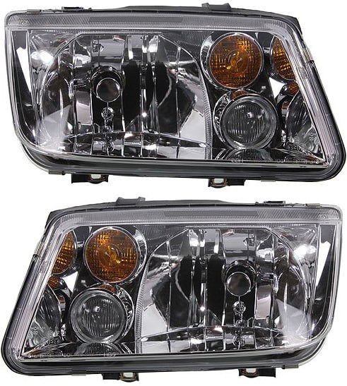 Headlight Pair/Set for 2002-2005 Volkswagen Jetta, Right (Passenger) and Left (Driver), Lens and Housing, with Fog Lights, From VIN 2108642, Excluding GLI Model, Replacement