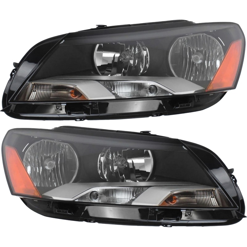Headlight Assembly Pair/Set for Volkswagen Passat 2012-2015, Halogen, Right (Passenger) and Left (Driver), From 3-21-11, Replacement