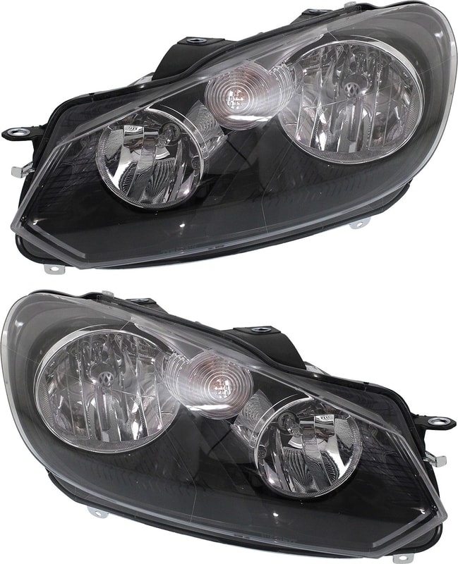 Pair/Set - Headlight Assembly for Volkswagen Jetta Wagon 2010-2014, Right (Passenger) and Left (Driver), Halogen, Replacement