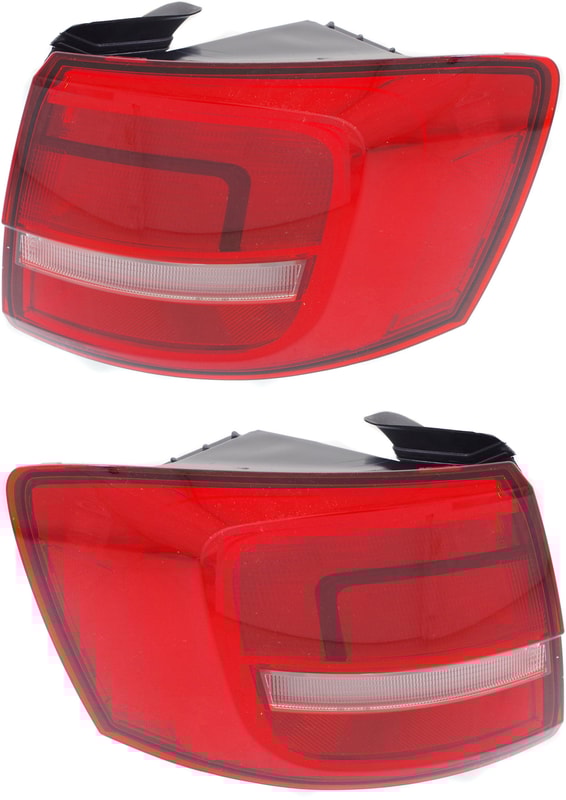 Tail Light Assembly Pair/Set for Volkswagen Jetta 2015-2015, Right (Passenger) and Left (Driver), Outer, Clear & Red Lens, Replacement