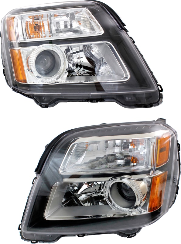 Headlight Assembly Pair/Set for 2016-2017 GMC Terrain Denali Model, Right (Passenger) and Left (Driver) Side Replacement