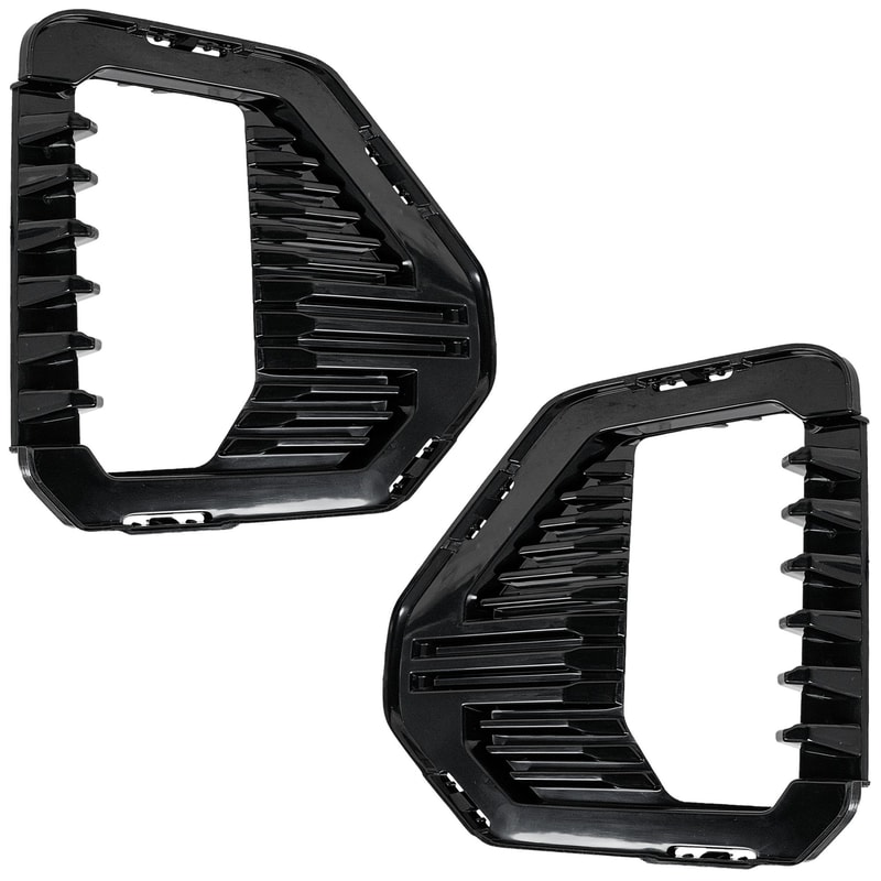 Front Fog Light Molding Pair/Set for GMC Sierra 1500 (2019-2021), Sierra 1500 Limited (2022), Black, Suitable for Denali, AT4, SLT Models, Crew Cab, Extended Cab, Includes Right (Passenger), Left (Driver) Parts, Replacement