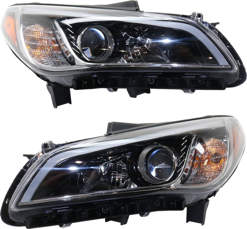 Headlight Assembly Pair/Set for 2015-2017 Hyundai Sonata, Right (Passenger) and Left (Driver), Halogen with Daytime Running Light, Excludes Hybrid Model, Canada Built, Replacement