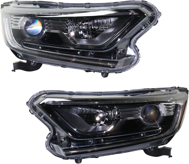 Pair/Set - Headlight Assembly for Honda CR-V 2017-2022, Right (Passenger) and Left (Driver), Halogen, North America Built Vehicle, Replacement