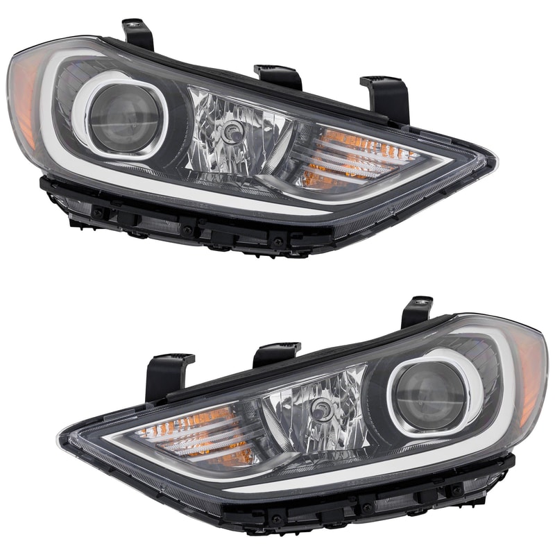 Pair/Set - Headlight Assembly for 2017-2018 Hyundai Elantra Sedan, 2.0L Engine, USA Built Vehicle, Right (Passenger) and Left (Driver), HID/Xenon with HID Set, Replacement