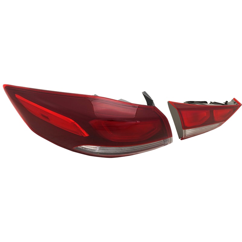 Tail Light Assembly Set for Hyundai Elantra, 2017-2018, Left (Driver), Inner and Outer, Halogen, Korea Built Vehicle, Replacement