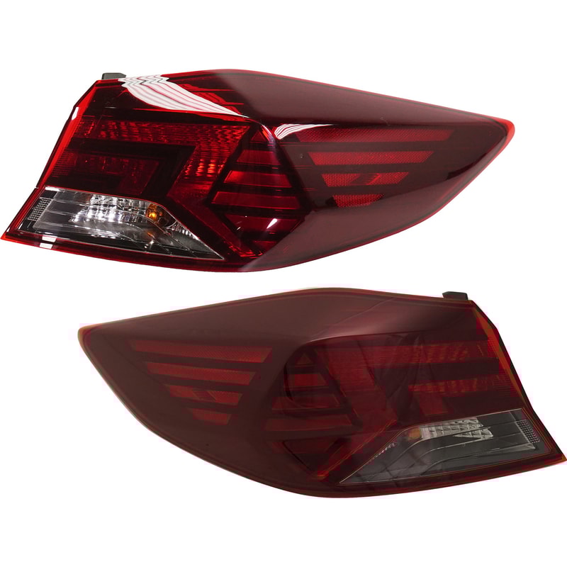 Pair/Set - Tail Light Assembly for Hyundai Elantra 2019-2020, Right (Passenger) and Left (Driver), Outer, Halogen Type, for Korea Built Sedan, Replacement
