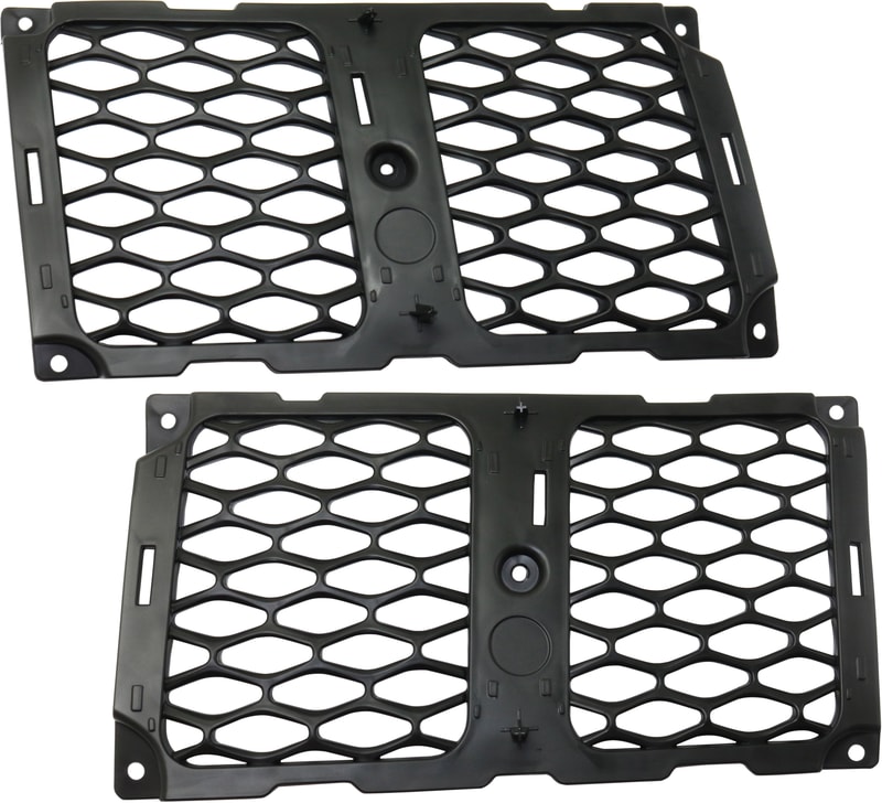 Pair/Set - Textured Black Grille with Honeycomb Mesh for Jeep Grand Cherokee, Right (Passenger) and Left (Driver) Replacement, 2017-2021 Model