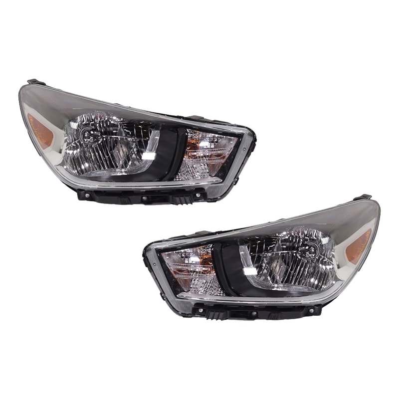Pair/Set - Headlight Assembly for Kia Rio 2018-2023, Halogen, Right (Passenger) and Left (Driver), Replacement