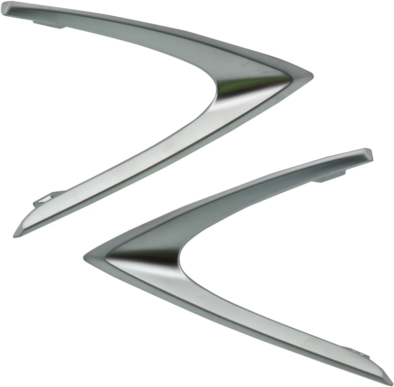 Front Fog Light Molding Pair/Set for Lexus RX350/RX450H (2016-2019) & RX350L (2018-2019), Right (Passenger) & Left (Driver), Primed (Ready to Paint), Chrome Bezel, Replacement