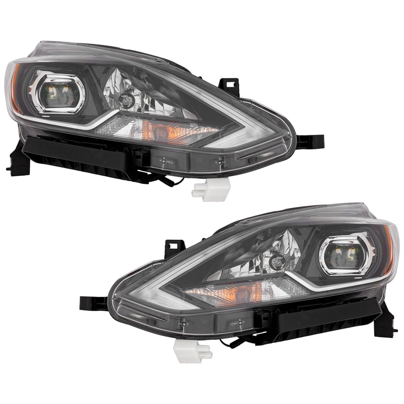 Pair/Set - LED Headlight Assembly for Nissan Sentra 2016-2017, Right (Passenger) and Left (Driver) Replacement