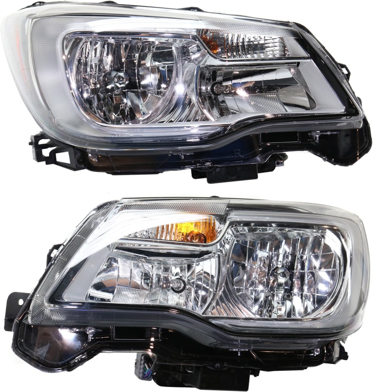 Headlight Assembly Pair/Set for Subaru Forester 2017-2018, Right (Passenger) and Left (Driver), Halogen Replacement