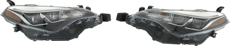 Pair/Set - Headlight Assembly for Toyota Corolla 2017-2019 Right (Passenger) and Left (Driver), Halogen with LED Daytime Running Light (DRL), for SE/XLE/XSE and 50th Anniversary Special Edition Sedan Models, Replacement