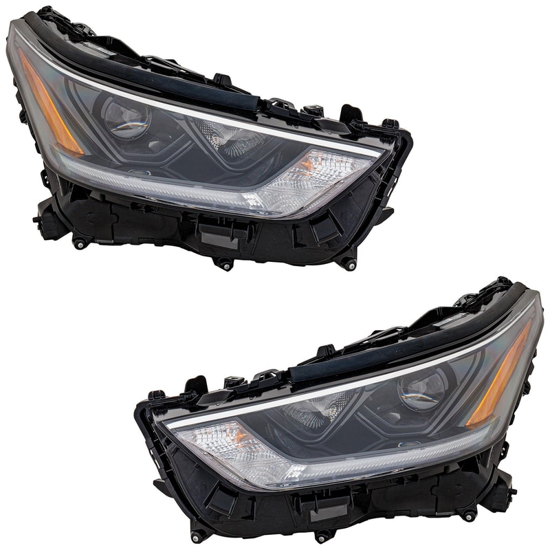 Pair/Set - Headlight Assembly for 2021-2021 Toyota Highlander L/LE/XLE/Hybrid Models, LED, Right (Passenger) and Left (Driver), Replacement Set