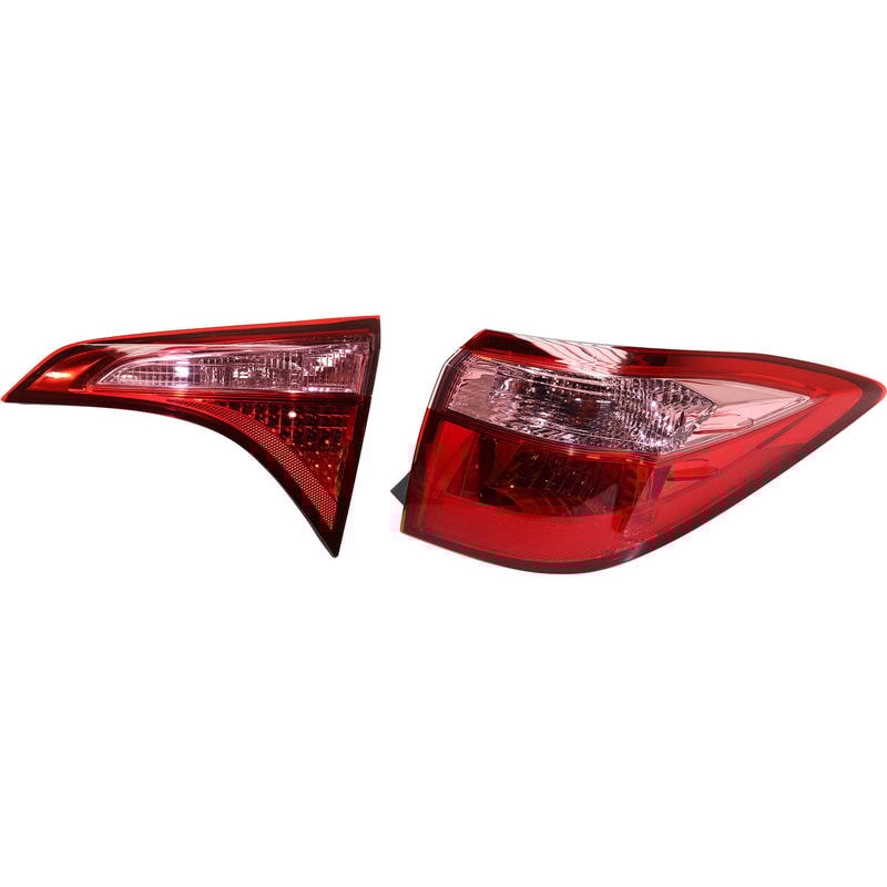 Tail Light Assembly Set for 2017-2019 Toyota Corolla, Right (Passenger), Inner and Outer, Halogen Replacement