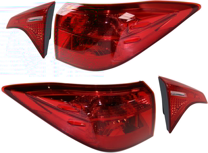 Tail Light Pair/Set for Toyota Corolla 2017-2019, Inner and Outer, Right (Passenger) and Left (Driver) with Back Up Light Replacement