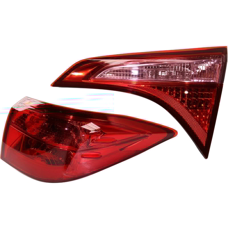 Tail Light Set for Toyota Corolla 2017-2019, Right (Passenger) Side, Inner and Outer, Clear & Red Lens Replacement