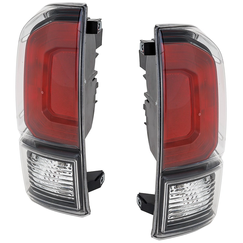 Pair/Set - Tail Light Assembly for Toyota Tacoma 2020-2023, Right (Passenger) and Left (Driver), Halogen, with Black Bezel, Replacement Set