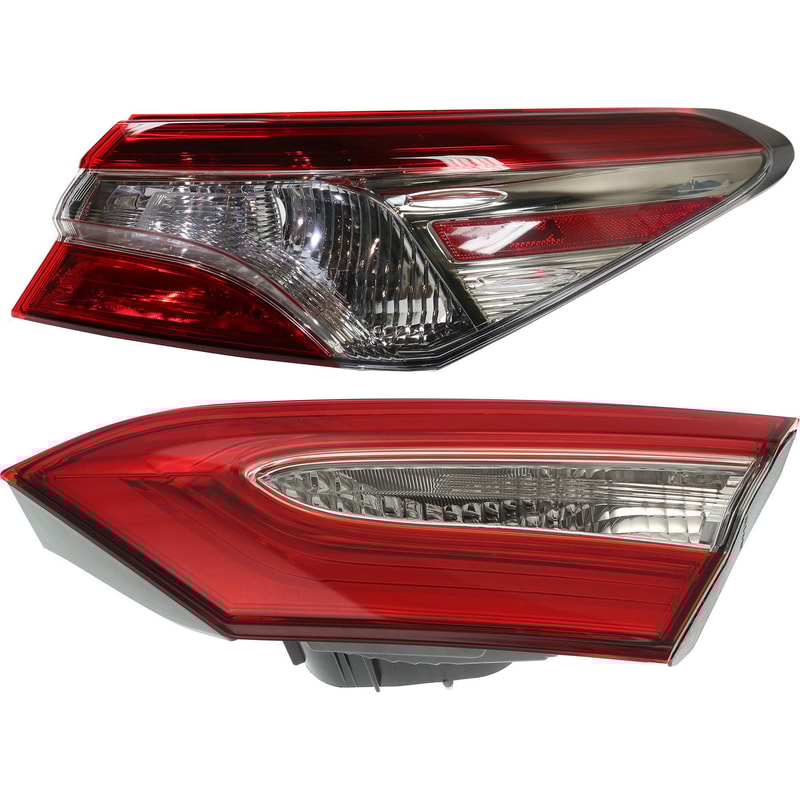 Tail Light Assembly Pair/Set for Toyota Sonata 2018-2019, Right (Passenger) and Left (Driver), Inner and Outer, Halogen, Excludes Hybrid Model, Replacement