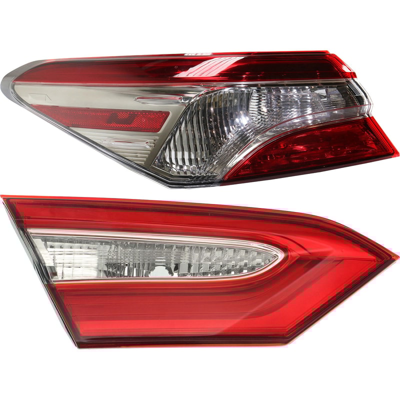 Tail Light Set for 2018-2019 Toyota Camry, Inner and Outer, Left (Driver), Halogen, Replacement