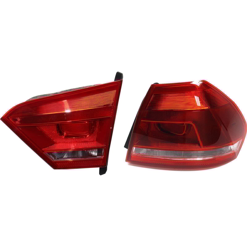Tail Light Set for Volkswagen Passat 2012-2015, Right (Passenger) Side, Inner and Outer Assembly, Halogen Replacement