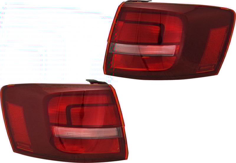 Pair/Set - Tail Light Assembly for 2011-2018 Volkswagen Jetta, Halogen, Outer, Right (Passenger) and Left (Driver), Fits Sedan, Hybrid Models (2016-2016) w/ Rear Fog Light, Replacement Set