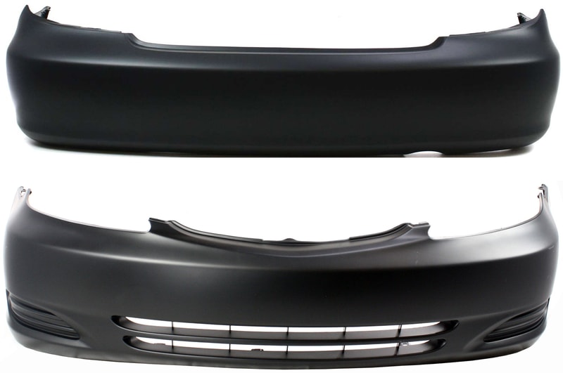 Front and Rear Bumper Cover Set for 2002-2004 Toyota Camry, Primed (Ready to Paint), Suitable for LE/XLE Models, Designed for USA Built Vehicles, Replacement