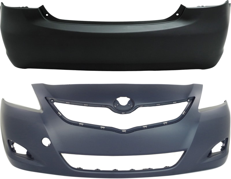 Front and Rear Bumper Cover Set for 2007-2012 Toyota Yaris Replacement