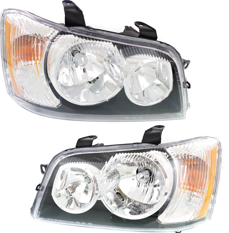 Pair/Set - Headlight Assembly for 2001-2003 Toyota Highlander, Halogen, Right (Passenger) and Left (Driver) Replacement