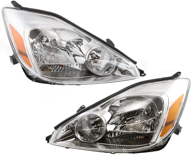 Headlight Assembly Pair/Set for 2004-2005 Toyota Sienna, Right (Passenger) and Left (Driver) Side, Halogen, Suitable for CE/LE/XLE Models, Replacement