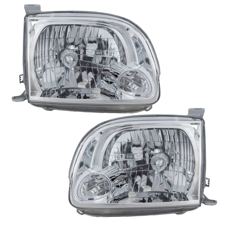 Headlight Assembly Pair/Set for Toyota Tundra Regular/Access Cab 2005-2006, Right (Passenger) and Left (Driver), 2-Piece Halogen Replacement