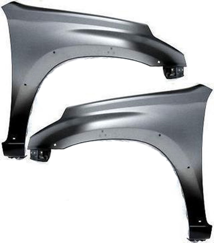 Front Fender Pair/Set for Toyota RAV4 2001-2005 with Right (Passenger) and Left (Driver) Sides, Primed (Ready to Paint), With Wheel Opening Flare Hole, Replacement