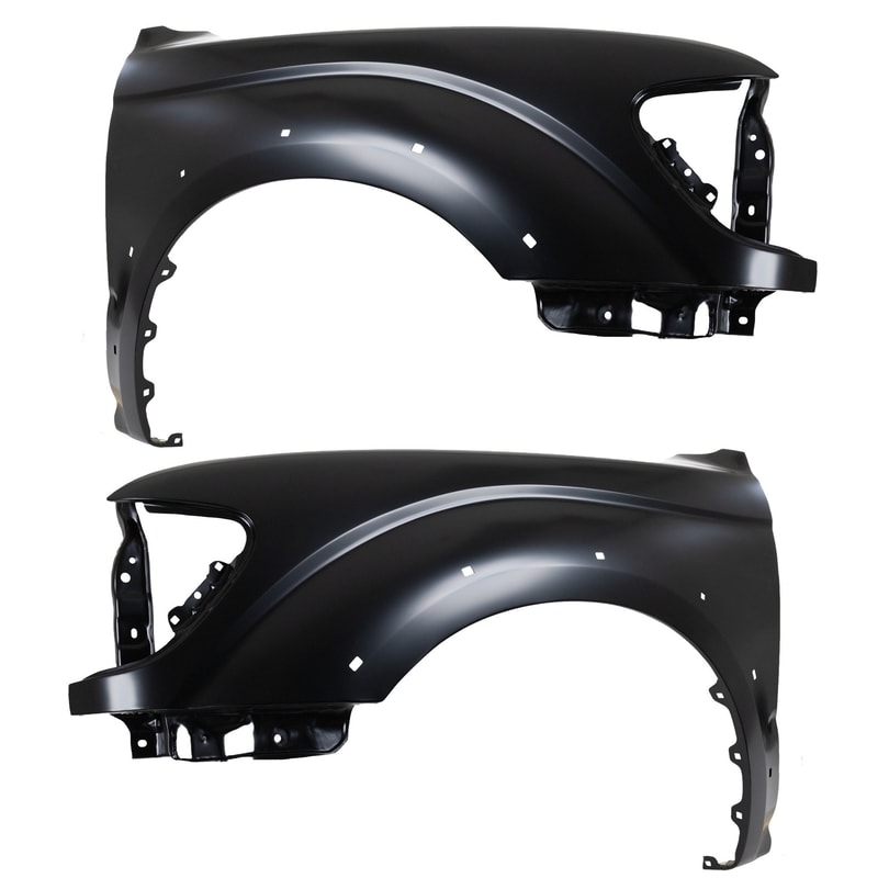 Front Fender Pair/Set for 2001-2004 Toyota Tacoma, Primed (Ready to Paint), Styleside with Fender Flare Holes, Right (Passenger) and Left (Driver) Side - Replacement