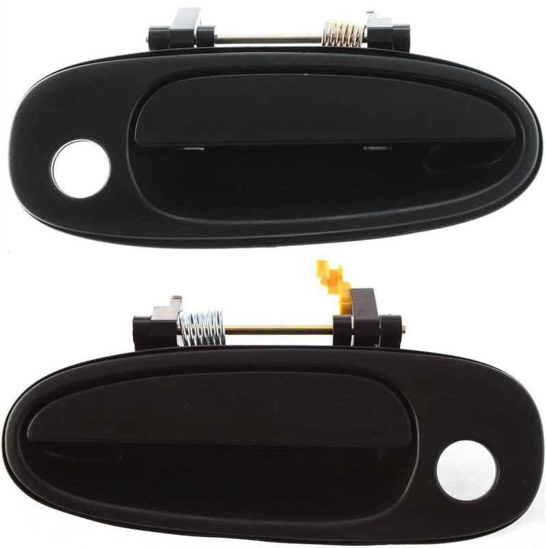 Front Door Handle Pair/Set for Toyota Corolla (1993-1997) / RAV4 (1996-2000) - Includes Right (Passenger) and Left (Driver), Outside, Textured Black with Keyhole, Replacement