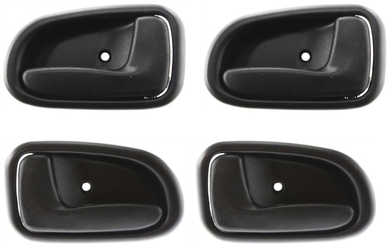 Front and Rear Door Handle Pair/Set for Toyota Corolla 1993-1997 Right (Passenger) and Left (Driver), Inside, Plastic, Black Replacement