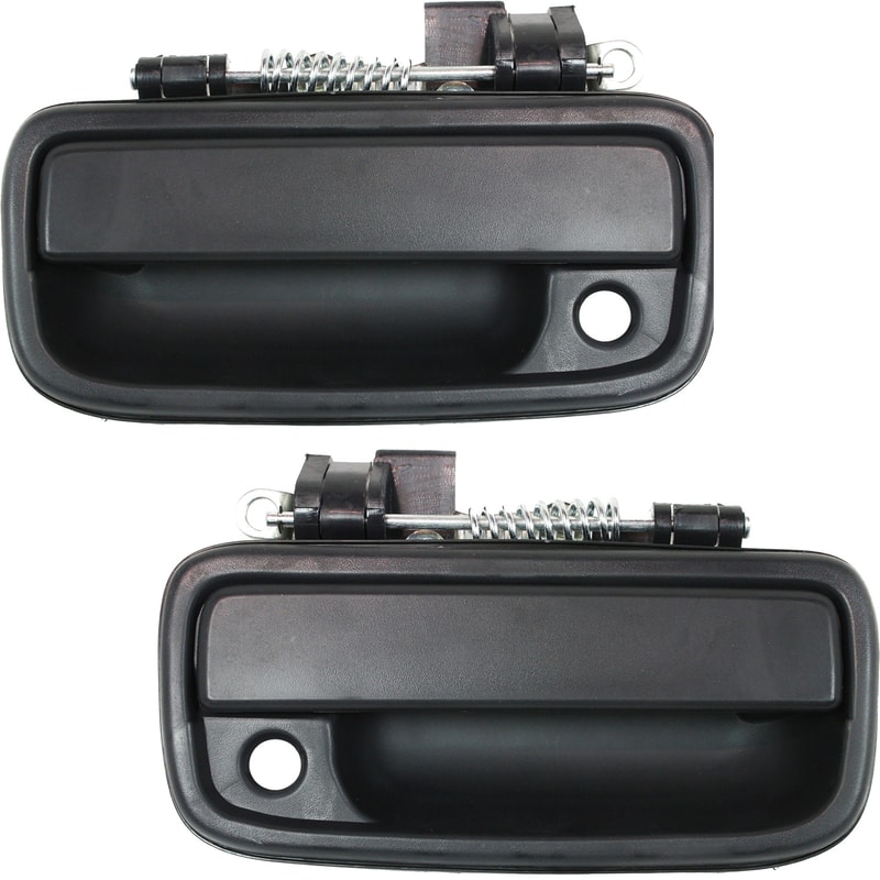 Front Door Handle Pair/Set for Toyota Tacoma 1995-2004, Right (Passenger) and Left (Driver), Outside, Textured Black, with Keyhole, Replacement