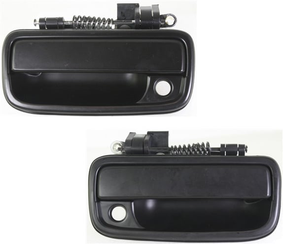 Front Door Handle Pair/Set for Toyota Tacoma 1995-2004, Right (Passenger) and Left (Driver), Outside, Smooth Black with Keyhole Replacement