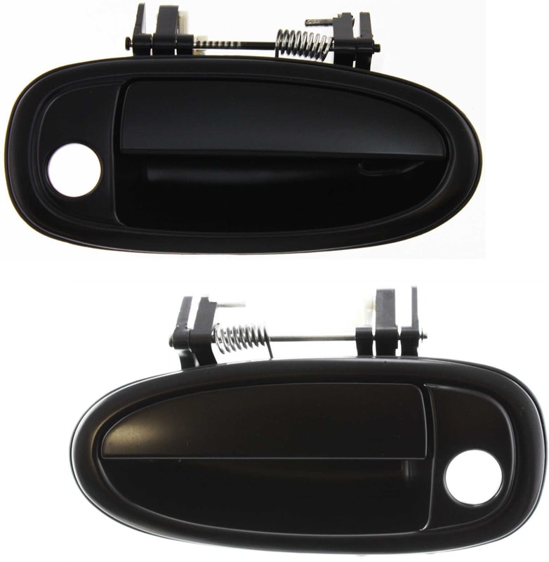 Front Exterior Door Handle Pair/Set for Toyota Avalon 1995-1999, Right (Passenger) and Left (Driver), Primed (Ready to Paint) Black, Plastic, with Keyhole, Replacement