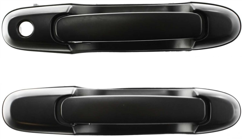 Front and Rear Door Handle Right (Passenger) Set for Toyota Sienna 1998-2003, Set of 2, Outside, Plastic, Smooth Black, Replacement