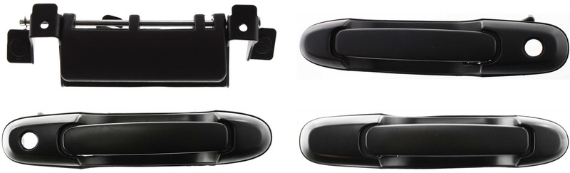 Front and Rear Door Handle Pair/Set for Toyota Sienna 1998-2003, Right (Passenger) and Left (Driver), Pair/Set of 4, Smooth Black Replacement